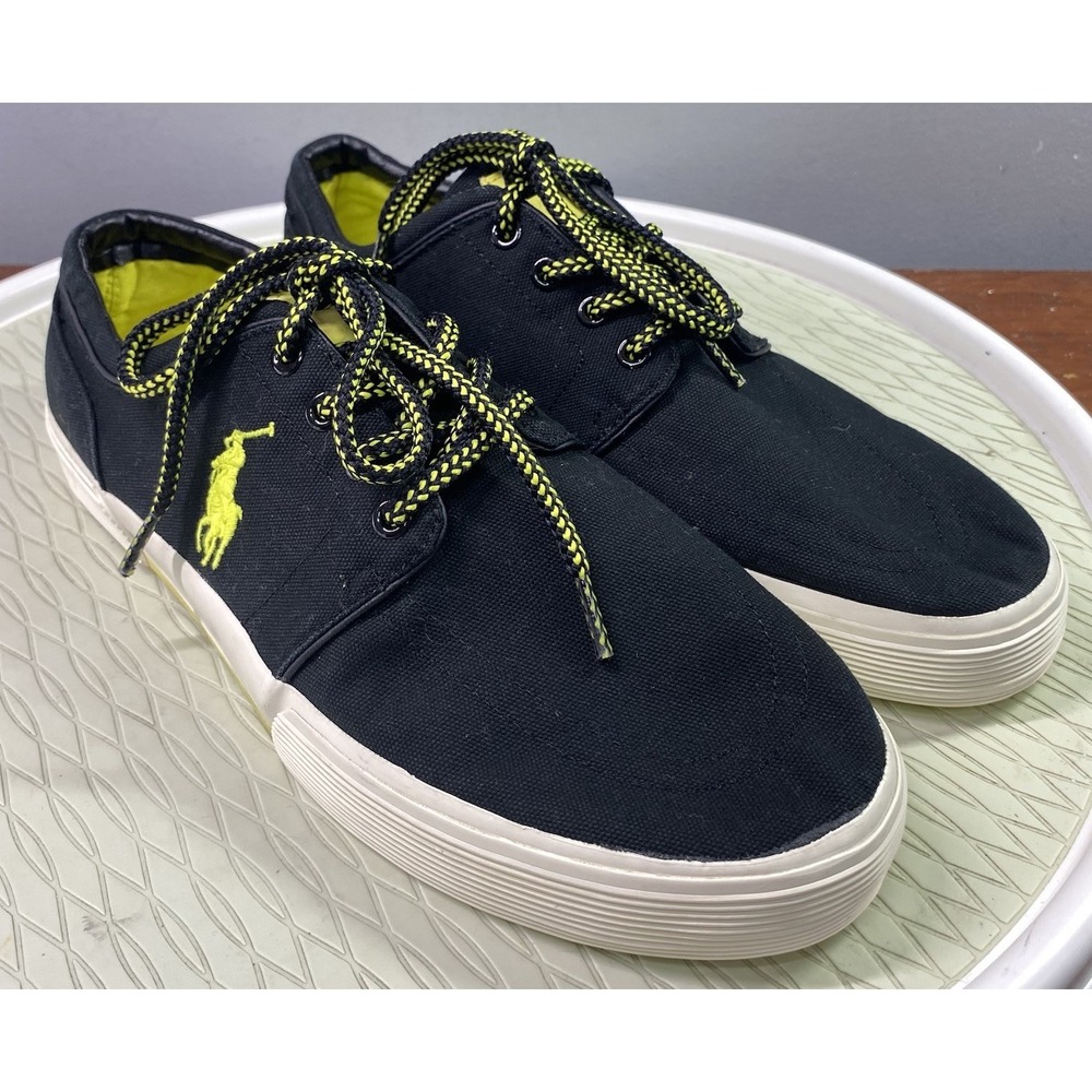Polo Ralph Lauren Faxon Canvas Sneaker Limited‎ Edition Shoe Black& Yellow 11.5D